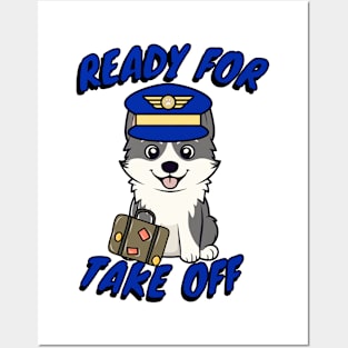 Funny Pilot Husky Dog Posters and Art